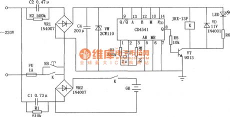 0.1C5A standard nickel-cadmium battery charger circuit of CD4541