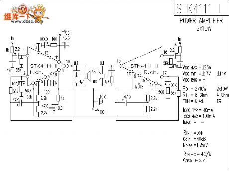 The STK4111 application circuit