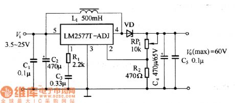 Adjustable switch type voltage stabilizer circuit composed of the LM2577