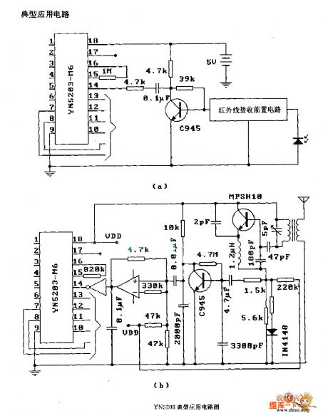 The YN 5203 typical application circuit