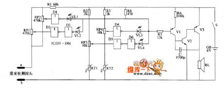 the circuit of the monitor for humidity and temperature of seedling raising greenhouse