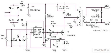 220V AC changed into the 600V DC switch power supply circuit