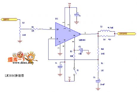 The 50w power amplifier circuit made of lm3886