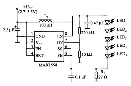The white drive circuit composed of MAXl554