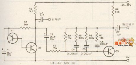 The sound frequency noise generator principle circuit