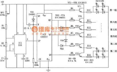 Circuit Diagram of Electronic Guidepost Composed of 555 and CD4017