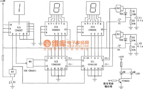 Ball Game Scoring Device (CD4027,CD4055,CD40192) Circuit Diagram