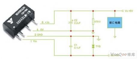 B0505LM-1W DC/DC converter application circuit