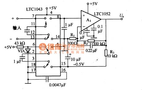 A differential value detecting circuit made by LTC1043
