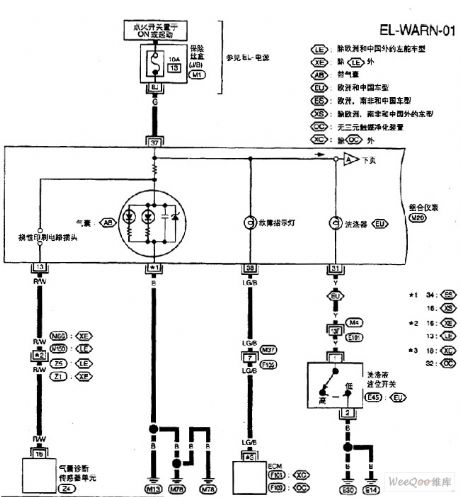 Nissan A32-EL warning lamp circuit 1