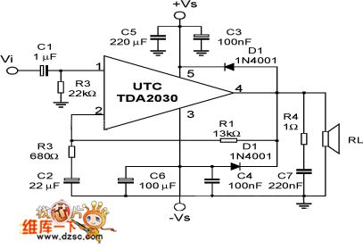 the TDA typical power amplifier circuit