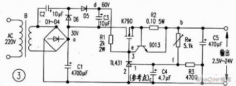 Large current adjustable voltage stabilization power supply circuit
