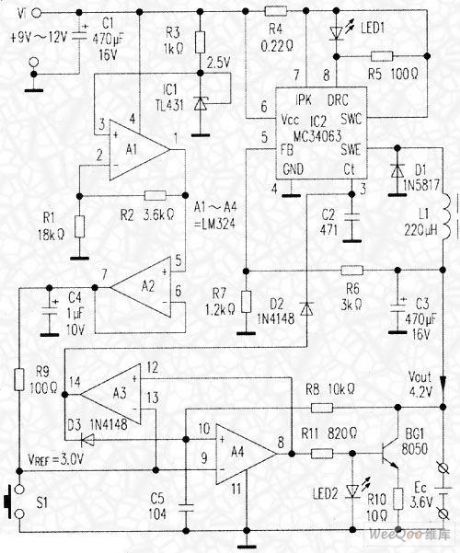 Cell phone battery charging circuit with the discharge function