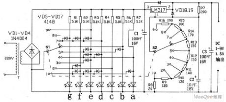 1-9V regulated power supply digital display circuit