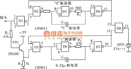 (CD4011) vocal type logical pen circuit of gate circuit