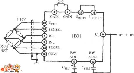 The block frequency reducing circuit of capacitors (wide band reaction signal regulator 1B31)