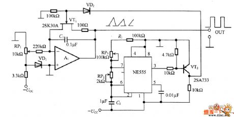 The NE555 sawtooth wave generator circuit