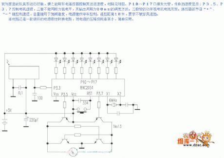 The toy car circuit controlled by the color TV remote control