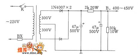 The transistor diode full-wave rectifier circuit