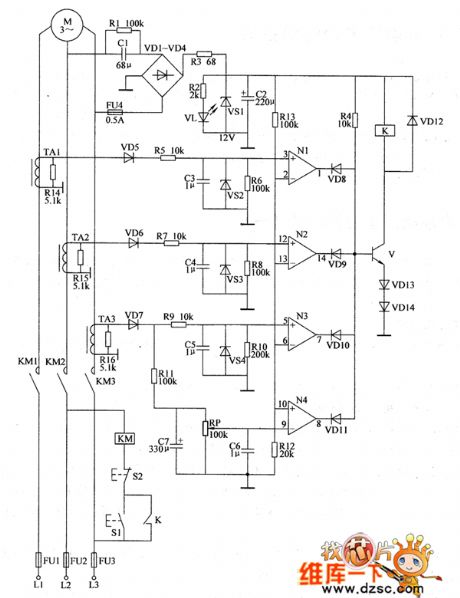 the circuit of the multifunctional protector for electric motor(1)