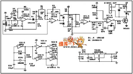 The ultrasonic moving alarm circuit
