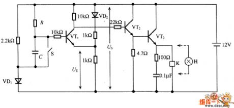 The time delay circuit composed of transistors