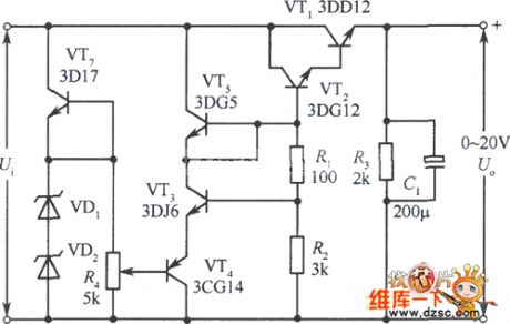 The 0~20v regulated power supply circuit