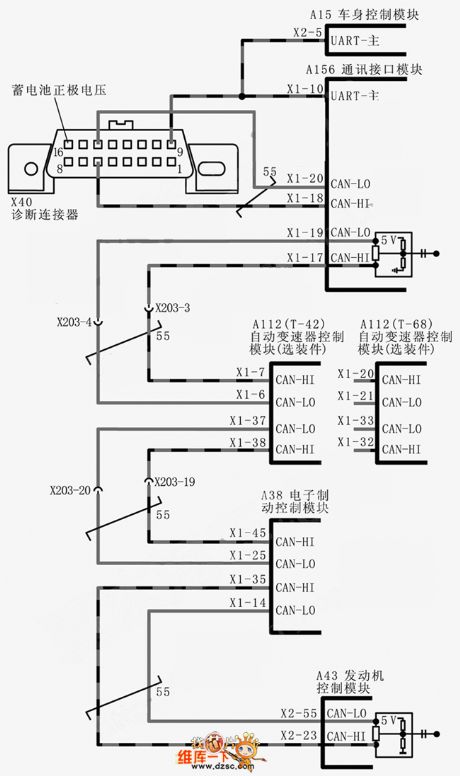 Shanghai Buick Royaum V63.6L car serial communication circuit diagram