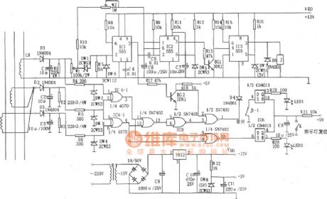 Electrical equipment overload and open-phase protection device circuit composed of 555