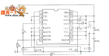 BQ2058T charging and discharging protection device circuit