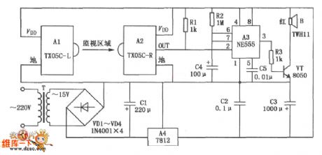 TX05C-R infrared surveillance alarm circuit