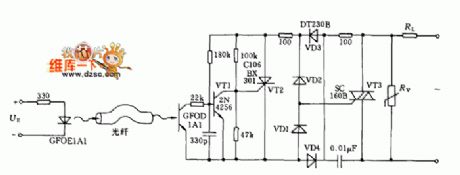 The dual-way transistor AC switch circuit of optical fiber control
