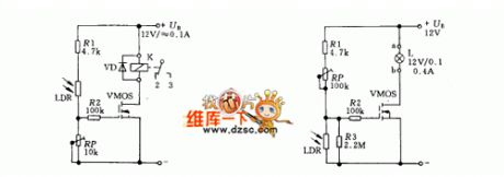The light control switch circuit of LDR