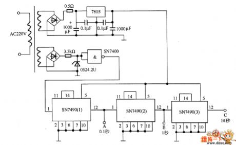 The time delay pulse generating circuit based on the 220V and 50Hz AC