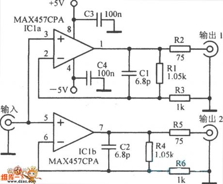 The dual-channel video amplifier circuit