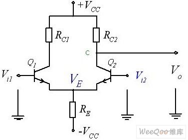 Single Output (Unbalanced output) Differential Amplifier Circuit