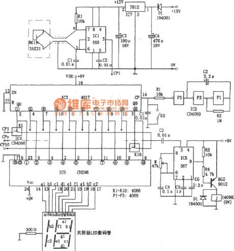 Ten-Channel Temperature Patrol Detecting Circuit Diagram