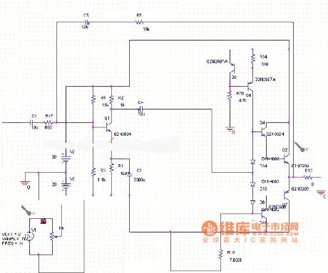 Class A discrete component amplifier circuit diagram