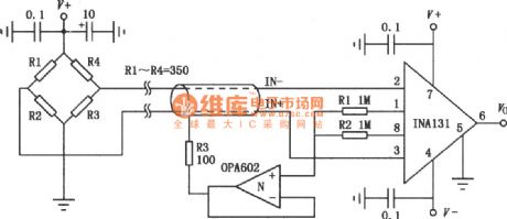 High-precision measurement amplifier circuit composed of the INA131