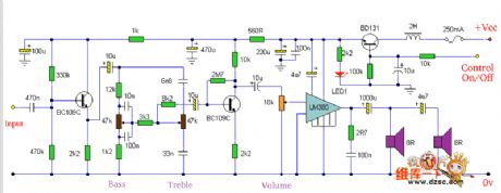 The amplifier circuit of audio control and soft switch