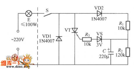 Wire connection incandescent lamp life extension switch circuit