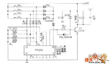 The circuit of the emitting component SB-100ATX