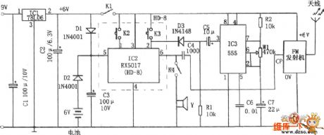 The wireless alarm circuit with language chip