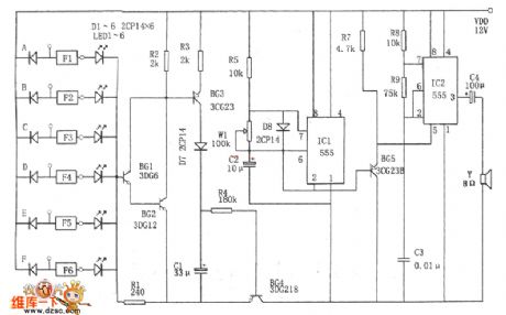 The multi-way touch stereo alarm circuit