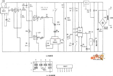 The circuit of the microwave burglarproof alarm