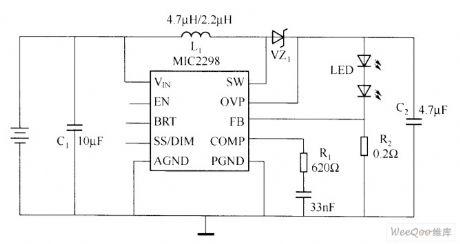 MIC2298 Driving LED Circuit