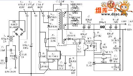 High-efficiency 70W universal  switching power supply module circuit diagram