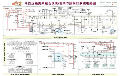 Mazda Familia combination instrument/sound and lighting system circuit