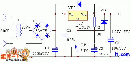 Integrated regulated power supply circuit diagram