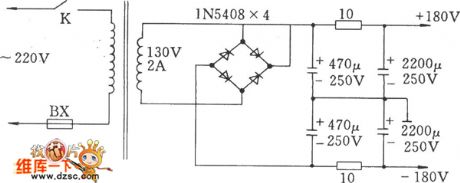 The OTL power amplifier power supply current circuit